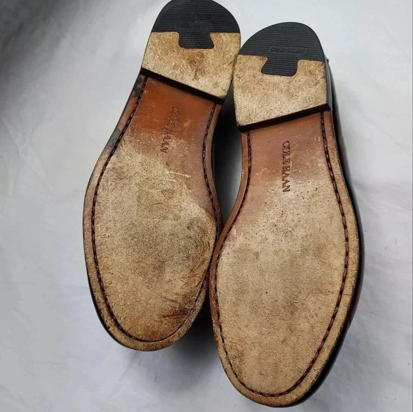 Cole Haan Mens Mahogany Brown Leather Slip-On Tassel Loafer 8.5 - Picture 7 of 14